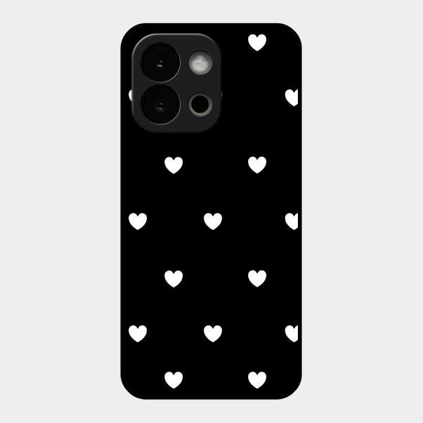 Heart Pattern Black Glass Case Cover For Oneplus 13S 5G