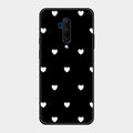 Heart Pattern Black Glass Case Cover For Oneplus 7T Pro