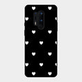 Heart Pattern Black Glass Case Cover For Oneplus 8 Pro
