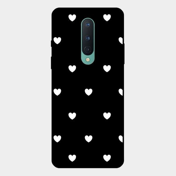 Heart Pattern Black Glass Case Cover For Oneplus 8