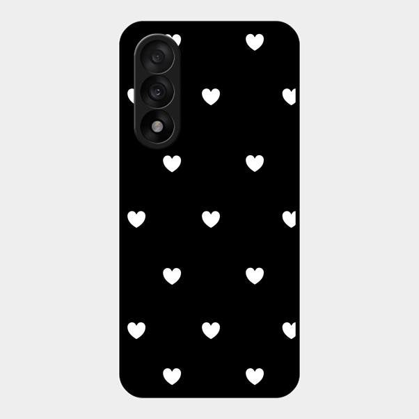 Heart Pattern Black Glass Case Cover For Oneplus Nord 5 5G