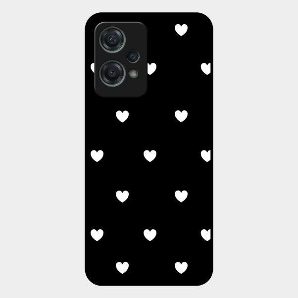 Heart Pattern Black Glass Case Cover For Oneplus Nord Ce 2 Lite 5G