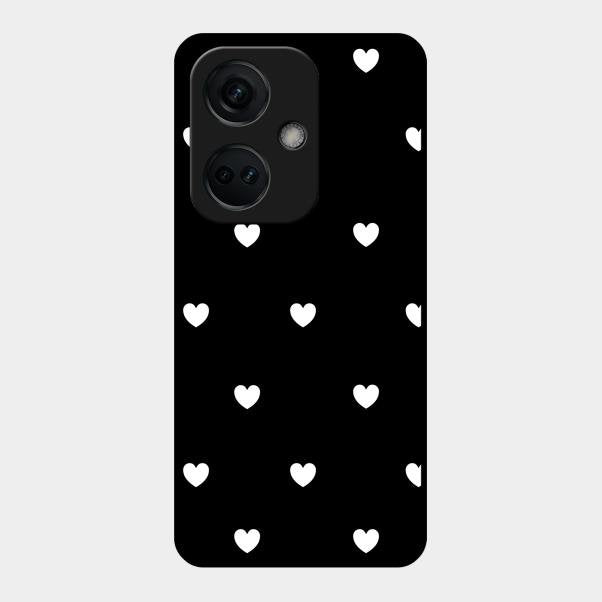 Heart Pattern Black Glass Case Cover For Oneplus Nord Ce 3 5G