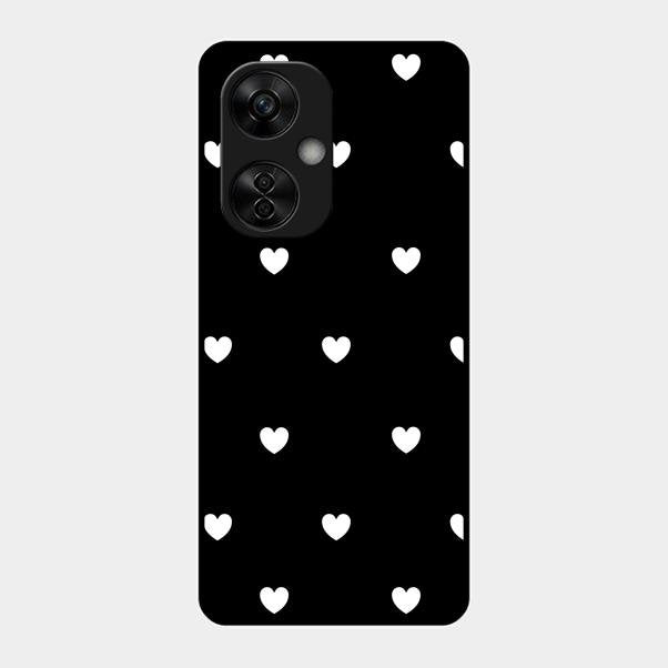 Heart Pattern Black Glass Case Cover For Oneplus Nord Ce 3 Lite 5G