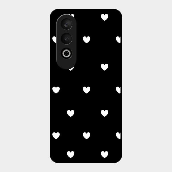 Heart Pattern Black Glass Case Cover For Oneplus - ShopOnCliQ