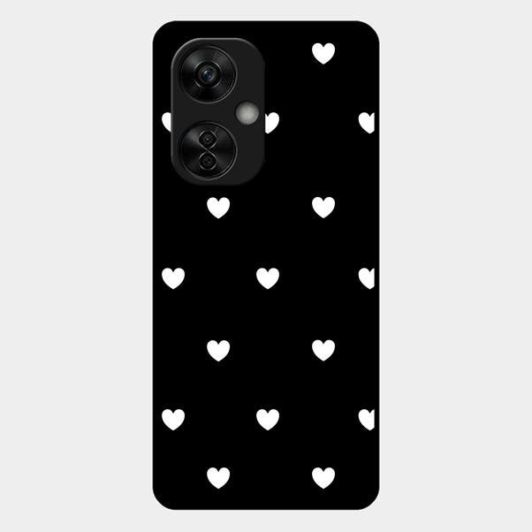 Heart Pattern Black Glass Case Cover For Oneplus Nord Ce5 5G