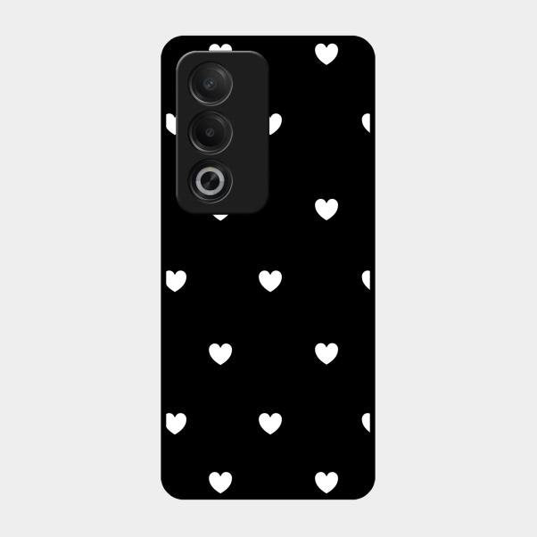 Heart Pattern Black Glass Case Cover For Oppo A3 Pro 5G