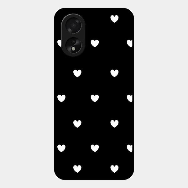 Heart Pattern Black Glass Case Cover For Oppo A38