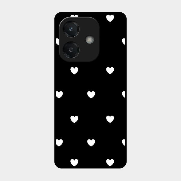 Heart Pattern Black Glass Case Cover For Oppo A3X 5G