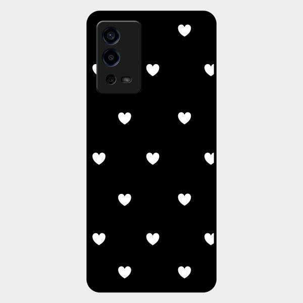 Heart Pattern Black Glass Case Cover For Oppo A55