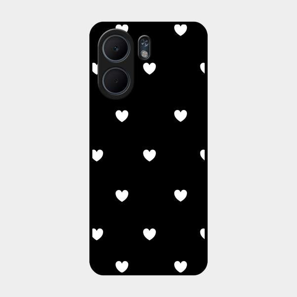 Heart Pattern Black Glass Case Cover For Oppo A5X 5G