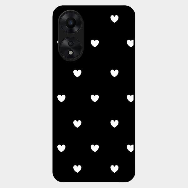Heart Pattern Black Glass Case Cover For Oppo A78 5G