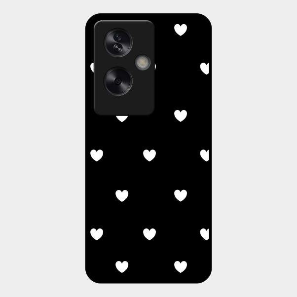 Heart Pattern Black Glass Case Cover For Oppo A79 5G