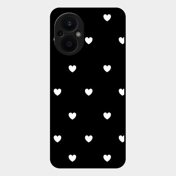 Heart Pattern Black Glass Case Cover For Oppo F21 Pro 5G