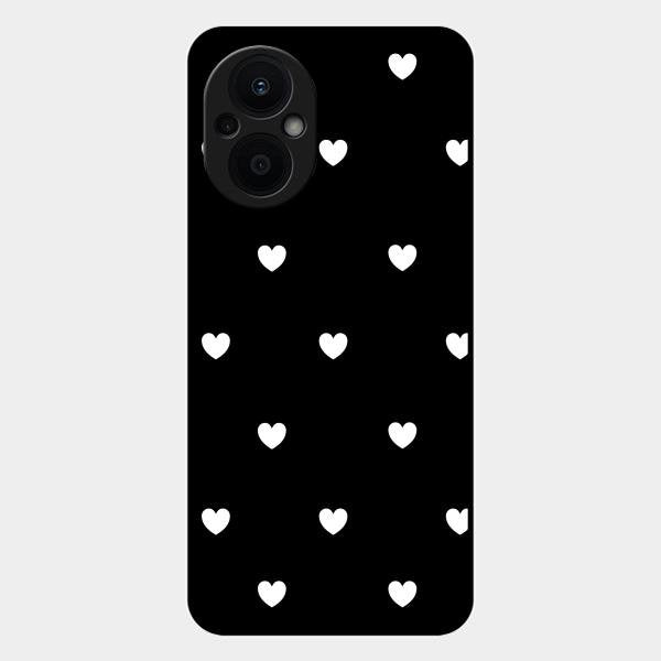 Heart Pattern Black Glass Case Cover For Oppo F21S Pro 5G