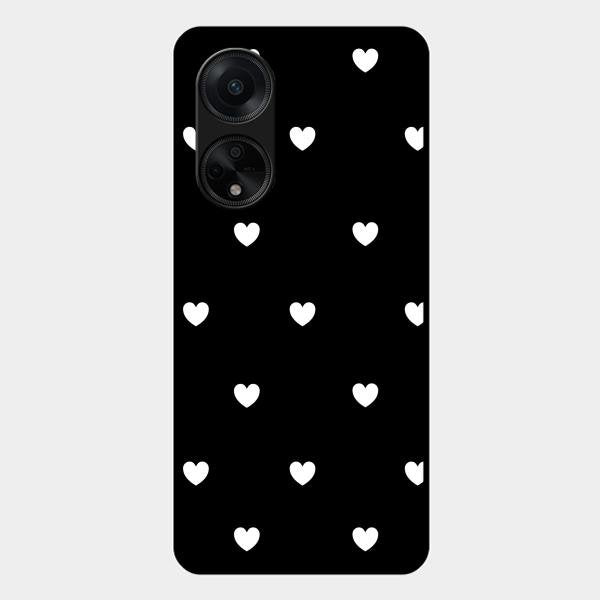 Heart Pattern Black Glass Case Cover For Oppo F23 5G