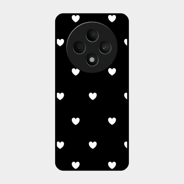 Heart Pattern Black Glass Case Cover For Oppo F27 5G