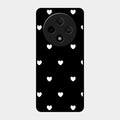 Heart Pattern Black Glass Case Cover For Oppo F27 Pro Plus 5G
