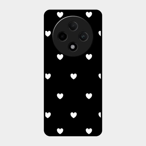 Heart Pattern Black Glass Case Cover For Oppo F27 Pro Plus 5G