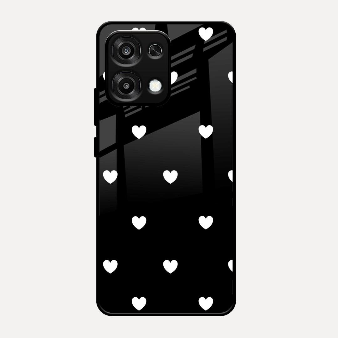 Heart Pattern Black Glass Case Cover For Oppo F31 5G