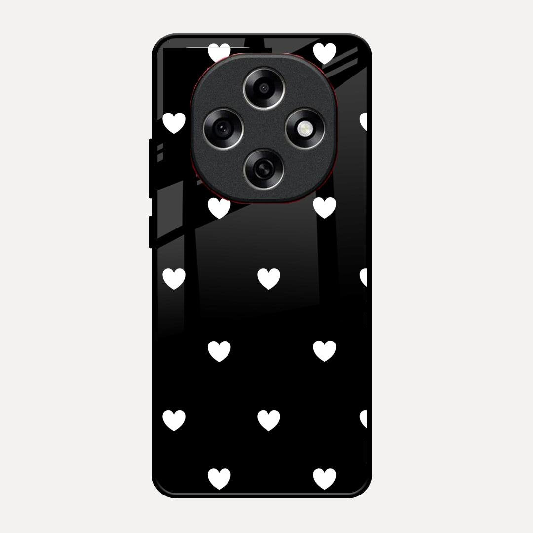 Heart Pattern Black Glass Case Cover For Oppo F31 Pro 5G