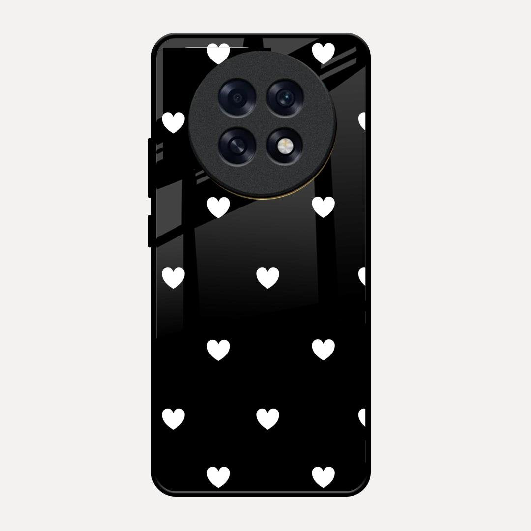 Heart Pattern Black Glass Case Cover For Oppo F31 Pro Plus 5G