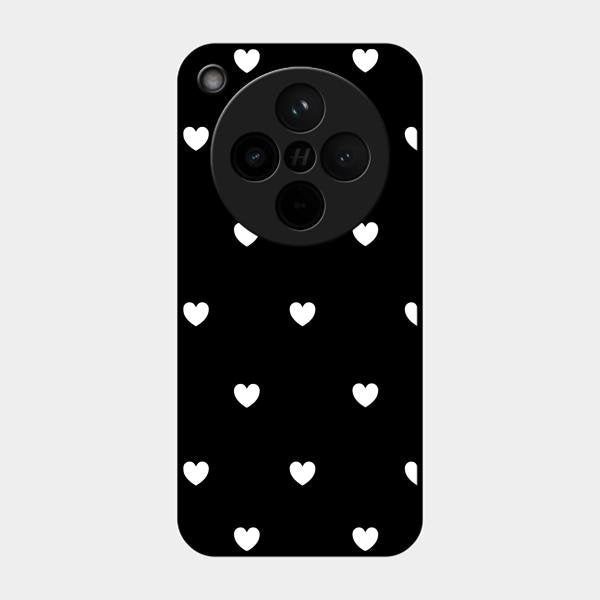 Heart Pattern Black Glass Case Cover For Oppo - ShopOnCliQ