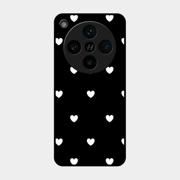 Heart Pattern Black Glass Case Cover For Oppo Find X8 Pro 5G