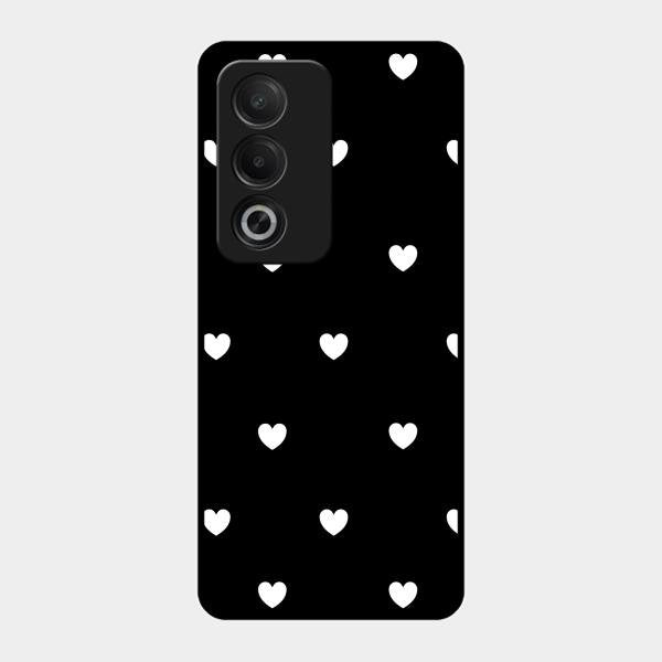 Heart Pattern Black Glass Case Cover For Oppo K12X 5G