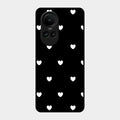Heart Pattern Black Glass Case Cover For Oppo Reno 10 5G