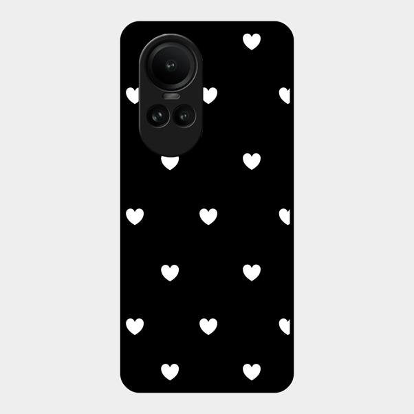 Heart Pattern Black Glass Case Cover For Oppo Reno 10 Pro 5G