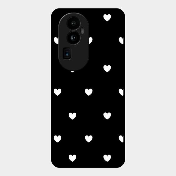 Heart Pattern Black Glass Case Cover For Oppo Reno 10 Pro Plus 5G