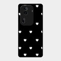 Heart Pattern Black Glass Case Cover For Oppo Reno 11 Pro 5G