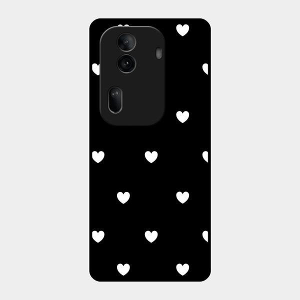 Heart Pattern Black Glass Case Cover For Oppo Reno 11 Pro 5G