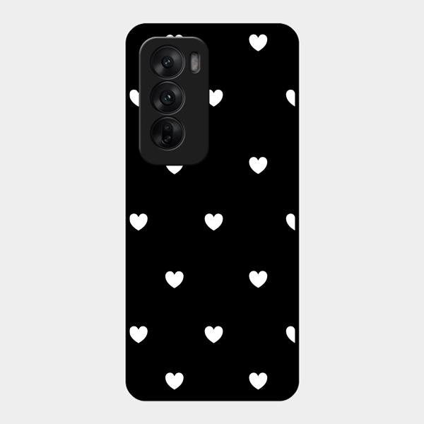 Heart Pattern Black Glass Case Cover For Oppo Reno 12 5G