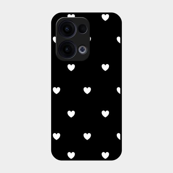 Heart Pattern Black Glass Case Cover For Oppo Reno 13 5G