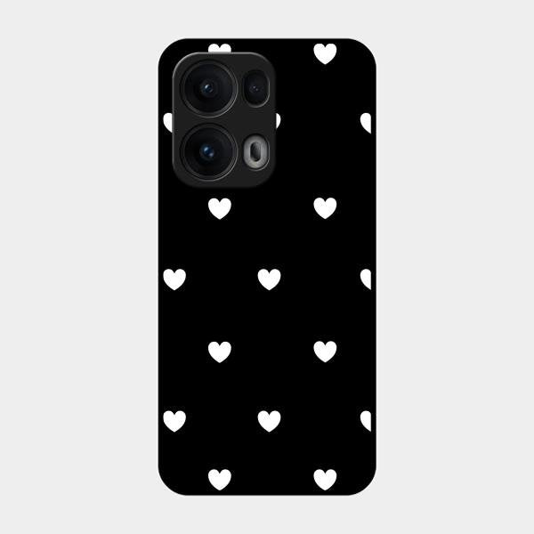 Heart Pattern Black Glass Case Cover For Oppo Reno 13 Pro 5G