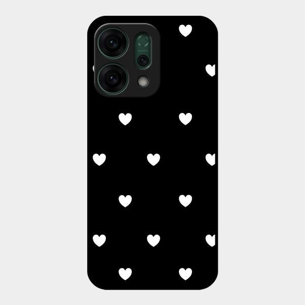 Heart Pattern Black Glass Case Cover For Oppo Reno 14 5G