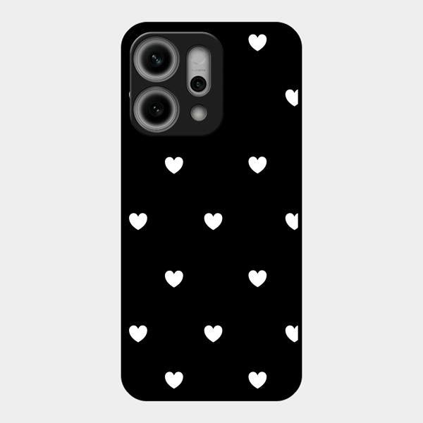 Heart Pattern Black Glass Case Cover For Oppo Reno 14 Pro 5G