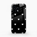 Heart Pattern Black Glass Case Cover For Oppo Reno 15 5G