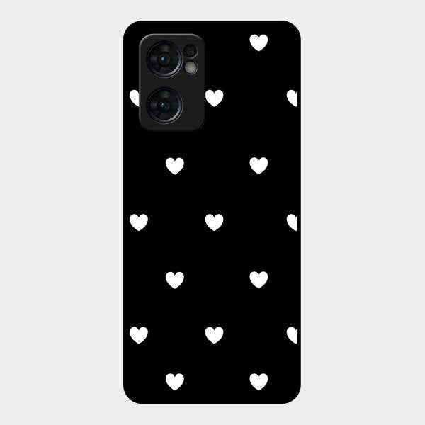 Heart Pattern Black Glass Case Cover For Oppo Reno 7 5G