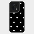 Heart Pattern Black Glass Case Cover For Oppo Reno 8 5G