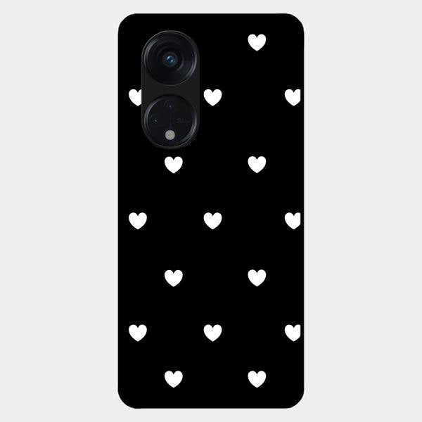 Heart Pattern Black Glass Case Cover For Oppo Reno 8T 5G