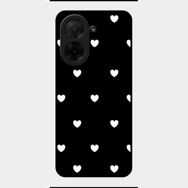 Heart Pattern Black Glass Case Cover For Poco C71