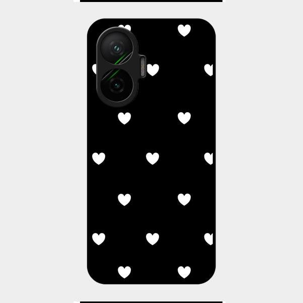Heart Pattern Black Glass Case Cover For Poco F7 5G