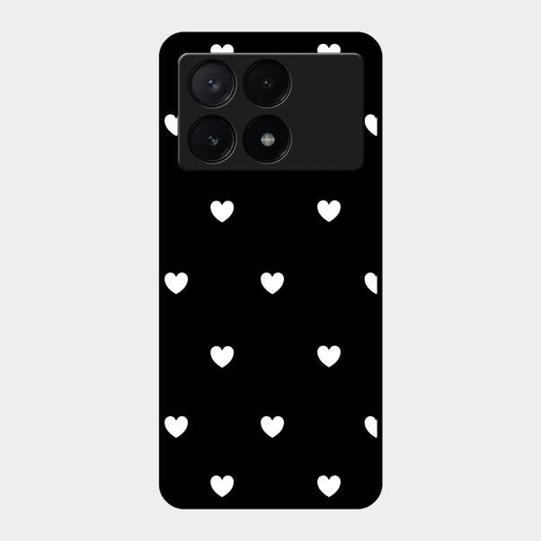 Heart Pattern Black Glass Case Cover For Poco X6 Pro 5G
