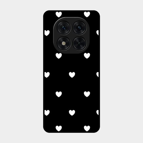 Heart Pattern Black Glass Case Cover For Poco X7 5G
