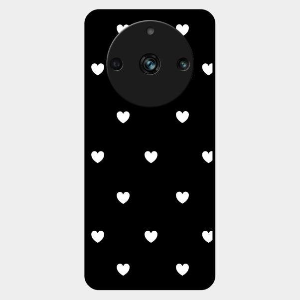 Heart Pattern Black Glass Case Cover For Realme 11 Pro Plus 5G