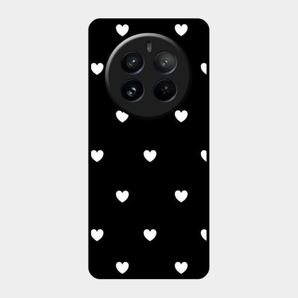 Heart Pattern Black Glass Case Cover For Realme 12 Pro 5G