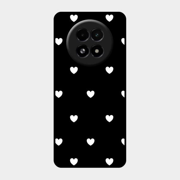 Heart Pattern Black Glass Case Cover For Realme 13 5G